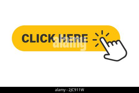 Premium Vector  Click here icon in flat style pointer clicking vector  illustration on isolated background web button sign business concept