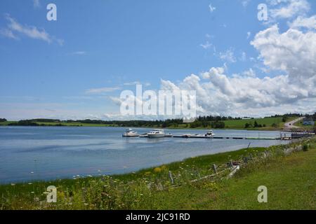 Rustico Bay Buildings on sheltered bay near North Rustico, Prince Edward Island ...