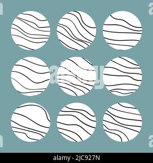 Trendy social media round cover design, social network stories and post, mobile apps, design. Template icons with geometric doodle elements. Set of Stock Vector