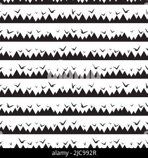 Black and white hills vector seamless pattern for backgrounds, postcards and other paper uses Stock Vector