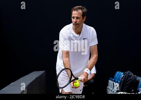 LONDON, UNITED KINGDOM. Jun 11, 2022. Greg Rusedski (GBR) and Sorana Cirstea (ROU) vs Marcos Baghdatis (CYP) and Petra Kvitova (ZCE) played in exhibition match to celebrate its 40th Anniversary during Rothesay Classic Birmingham 2022 at Edgbaston Priory Club on Saturday, June 11, 2022 in LONDON ENGLAND. Credit: Taka G Wu/Alamy Live News Stock Photo