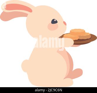 rabbit with mooncakes Stock Vector