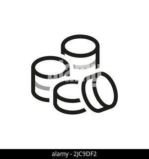 Simple of Coins Related Icons. Pile icon with coins. Contact Us web icons in line style. Editable vector stroke. Stock Vector