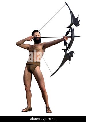 3D Render : a Young Male Archer Pose Practicing Archery in the Studio Stock  Illustration - Illustration of male, adult: 186157708