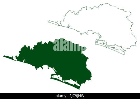 Manzanillo municipality (Free and Sovereign State of Colima, Mexico, United Mexican States) map vector illustration, scribble sketch Manzanillo map Stock Vector