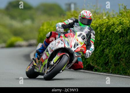 Douglas, Isle Of Man. 11th June, 2022. Derek Sheils (1000 BMW) representing the team during the 2022 Milwaukee Senior TT at the Isle of Man, Douglas, Isle of Man on the 11 June 2022. Photo by David Horn. Credit: PRiME Media Images/Alamy Live News Stock Photo