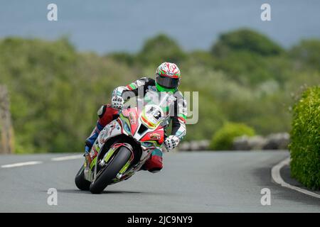Douglas, Isle Of Man. 11th June, 2022. Derek Sheils (1000 BMW) representing the team during the 2022 Milwaukee Senior TT at the Isle of Man, Douglas, Isle of Man on the 11 June 2022. Photo by David Horn. Credit: PRiME Media Images/Alamy Live News Stock Photo