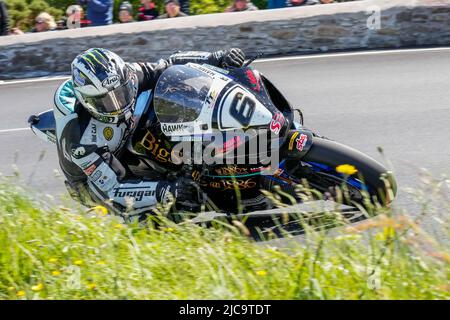 Douglas, Isle Of Man. 11th June, 2022. Michael Dunlop (1000 Ducati) representing the PBM Ducati team during the 2022 Milwaukee Senior TT at the Isle of Man, Douglas, Isle of Man on the 11 June 2022. Photo by David Horn. Credit: PRiME Media Images/Alamy Live News Stock Photo