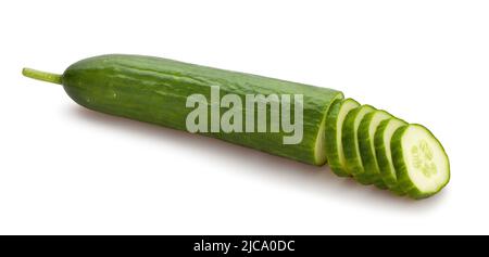 sliced cucumber path isolated on white Stock Photo