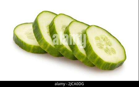 sliced cucumber path isolated on white Stock Photo