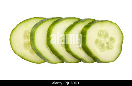 sliced cucumber path isolated on white Stock Photo