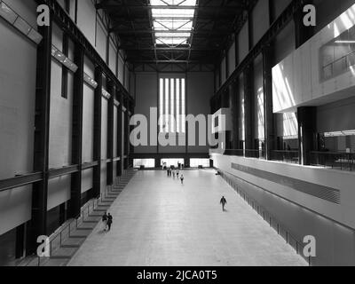 London, Greater London, England, June 08 2022: Monochrome. Tate Modern entrance hall. Stock Photo
