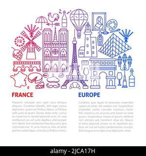 France Europe Line Template Stock Vector