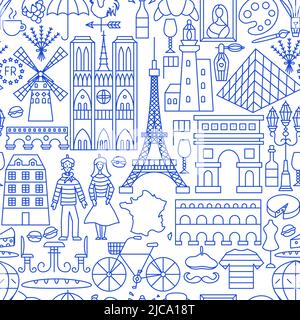 France Line Seamless Pattern Stock Vector