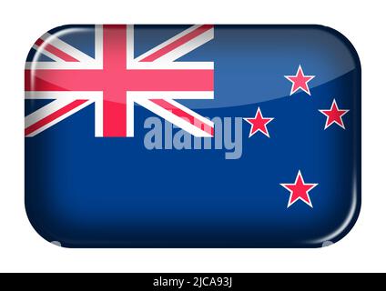 New Zealand web icon rectangle button with clipping path 3d illustration Stock Photo