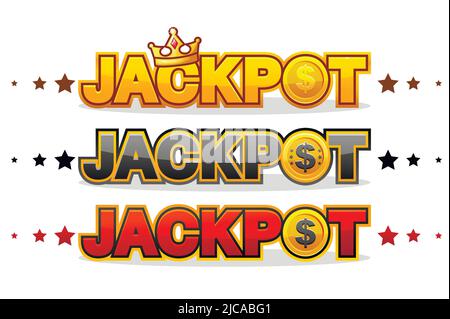 JACKPOT wins money gamble winner text shining symbol isolated on white Stock Vector