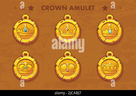 A Vector Illustration set of Golden Crown Vector Sign in black ...