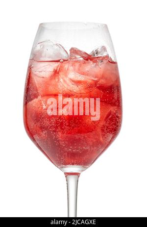 fresh red sparkling summer cocktail close up on white background Stock Photo