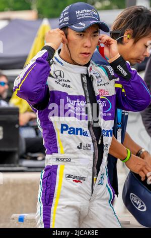 Plymouth, WI, USA. 11th June, 2022. TAKUMA SATO (51) of Tokyo, Japan prepares to practice for the Sonsio Grand Prix at Road America at Road America in Plymouth WI. (Credit Image: © Walter G. Arce Sr./ZUMA Press Wire) Stock Photo