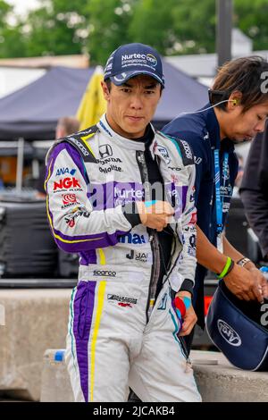 Plymouth, WI, USA. 11th June, 2022. TAKUMA SATO (51) of Tokyo, Japan prepares to practice for the Sonsio Grand Prix at Road America at Road America in Plymouth WI. (Credit Image: © Walter G. Arce Sr./ZUMA Press Wire) Stock Photo