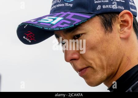 Plymouth, WI, USA. 11th June, 2022. TAKUMA SATO (51) of Tokyo, Japan prepares to practice for the Sonsio Grand Prix at Road America at Road America in Plymouth WI. (Credit Image: © Walter G. Arce Sr./ZUMA Press Wire) Stock Photo