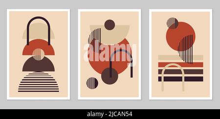 A hand-drawn abstract set of figures, in the boho style with a color form. Vector flat illustration. Boho style. Design for drawing, logo, posters, in Stock Vector