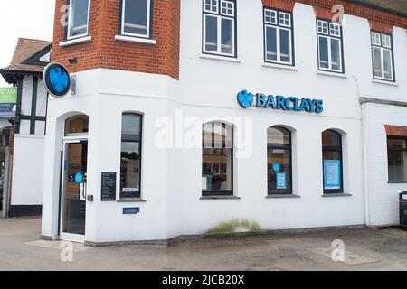 Beaconsfield, UK. 10th June, 2022. Barclays Bank in Beaconsfield. Following the Covid-19 Pandemic, more and more high street banks and building societies are closing permanently. The Lloyds Bank branch in Beaconsfield is closing as well as the Halifax Building Society, however, Barclays, HSBC and Nat West will remain in the town. Credit: Maureen McLean/Alamy Stock Photo