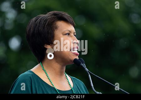 Washington, United States Of America. 11th June, 2022. Mayor Muriel Bowser (Democrat of the District of Columbia) speaks during the March for Our Lives in Washington, DC on Saturday, June 11, 2022. Credit: Julia Nikhinson/CNP/Sipa USA Credit: Sipa USA/Alamy Live News Stock Photo