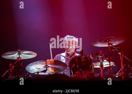 Porto, Portugal. 11th June, 2022. Greg Drudy from the american rock band, Interpol, performs at the NOS stage during the 2022 NOS Primavera Sound in Porto. Credit: SOPA Images Limited/Alamy Live News Stock Photo