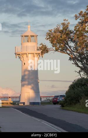 First built on the Ulladulla Breakwater in 1873, the light was moved to Warden Head in 1879. One of only two NSW lighthouses made with wrought iron Stock Photo