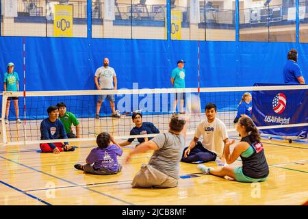 Oklahoma, JUN 11 2022 - Sitting volleyball of UCO Endeavor Games Stock Photo