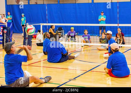 Oklahoma, JUN 11 2022 - Sitting volleyball of UCO Endeavor Games Stock Photo