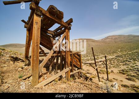 Large old mining equipment in Death Valley desert Stock Photo