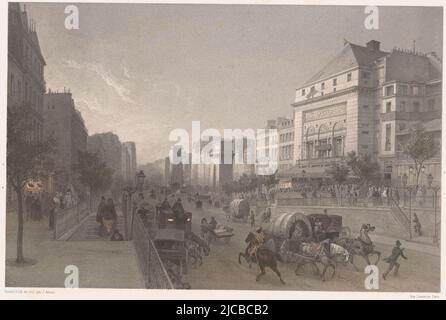 View of the Boulevard Saint-Martin and the Porte Saint-Martin Boulevard & Porte St Martin  Views of Paris  Paris  on object, print maker: Louis Jules Arnout, (mentioned on object), intermediary draughtsman: Louis Jules Arnout, (mentioned on object), printer: Joseph Rose Lemercier, (mentioned on object), Paris, 1853 - 1855, paper, h 292 mm × w 420 mm Stock Photo