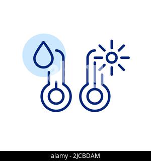 Smart home thermostat. Humidity and temperature control. Pixel perfect, editable stroke line art icon Stock Vector