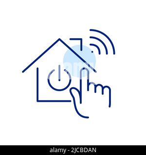 Easy smart home control system. Pixel perfect, editable stroke line art icon Stock Vector