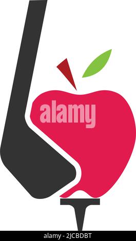 apple golf logo Icon Illustration Brand Identity Stock Vector