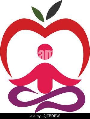 apple yoga logo Icon Illustration Brand Identity Stock Vector