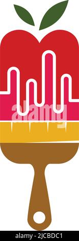 apple brush paint logo Icon Illustration Brand Identity Stock Vector