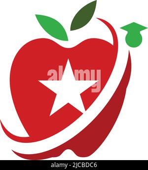 apple education hat graduation logo Icon Illustration Brand Identity Stock Vector