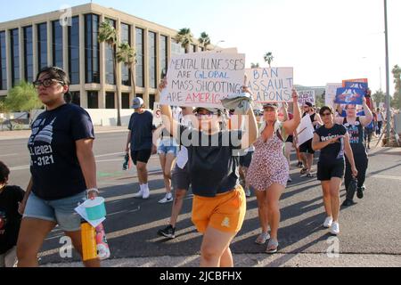 Phoenix, USA. 11th June, 2022. People Gather To Listen To Speakers.