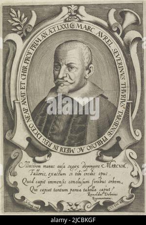 Portrait of surgeon Marco Aurelio Severino, print maker: Giovanni Georgi, (mentioned on object), Italy, 1651, paper, engraving, h 180 mm × w 125 mm Stock Photo