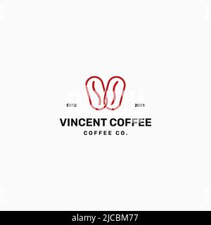 Coffee bean letter V logo. Coffee bean vector illustration logo design. Coffee shop logo. Stock Vector