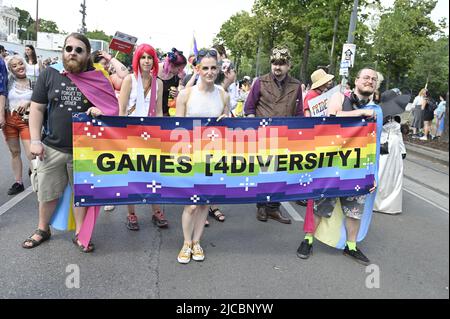 Vienna, Austria, 11th Jun, 2022. 26th Rainbow Parade over the Wiener Ringstrasse Stock Photo