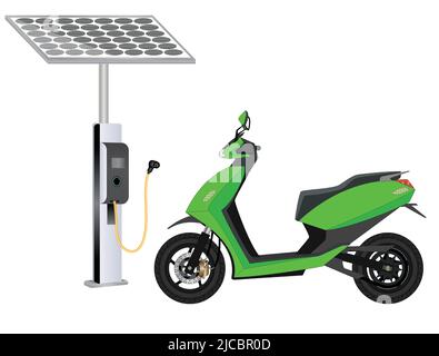 Vector Illustration of Solar EV Charging Station Stock Vector