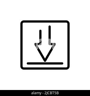 down arrow icon vector with rectangle. suitable for download icon, ui-ux, web, website, start up, pixel perfect. line icon style. Simple design illust Stock Vector