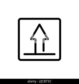 Up arrow icon vector with rectangle. suitable for upload icon, ui-ux, web, website, start up, pixel perfect. line icon style. Simple design illustrati Stock Vector