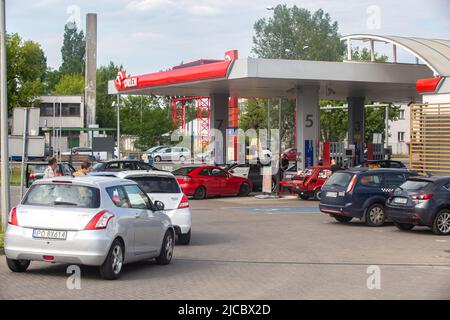Poznan, Poland. 11th June, 2022. Drivers blocking 'Orlen' gas station in protest against high fuel prices. Credit: catwalkphotos/Alamy Live News Stock Photo