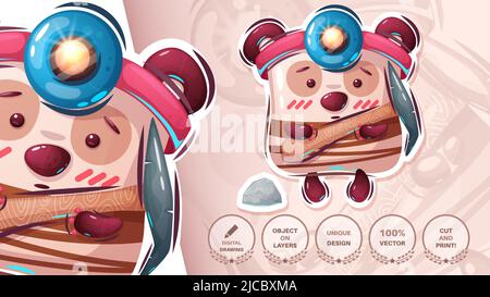 Teddy bear miner - seamless pattern Stock Vector