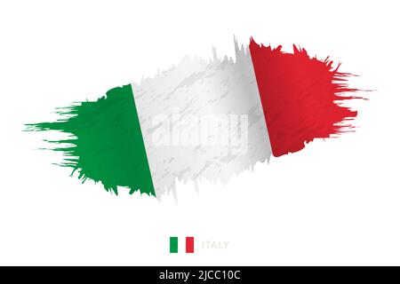 Painted brushstroke flag of Italy with waving effect. Vector flag. Stock Vector